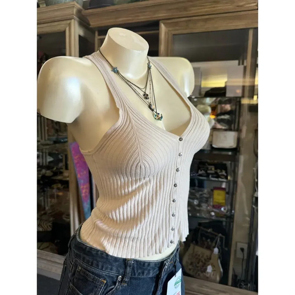 Free People Ribbed Knit Tank with Racerback, Size Small - Picture 3 of 10